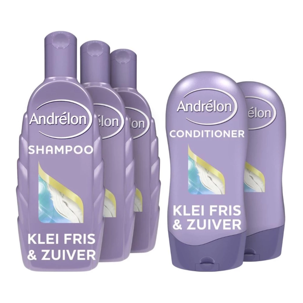Andrélon Klei Fris & Zuiver Shampoo + Conditioner Voordeel Pakket 3 Andrélon Klei Fris & Zuiver Shampoo + Conditioner Voordeel Pakket