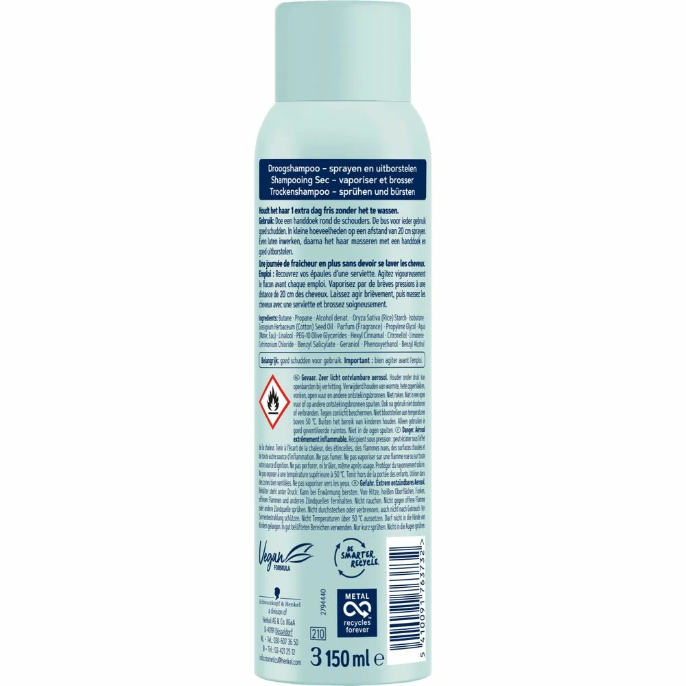6x Schwarzkopf Droogshampoo Cotton Fresh 4 6x Schwarzkopf Droogshampoo Cotton Fresh - Afbeelding 2