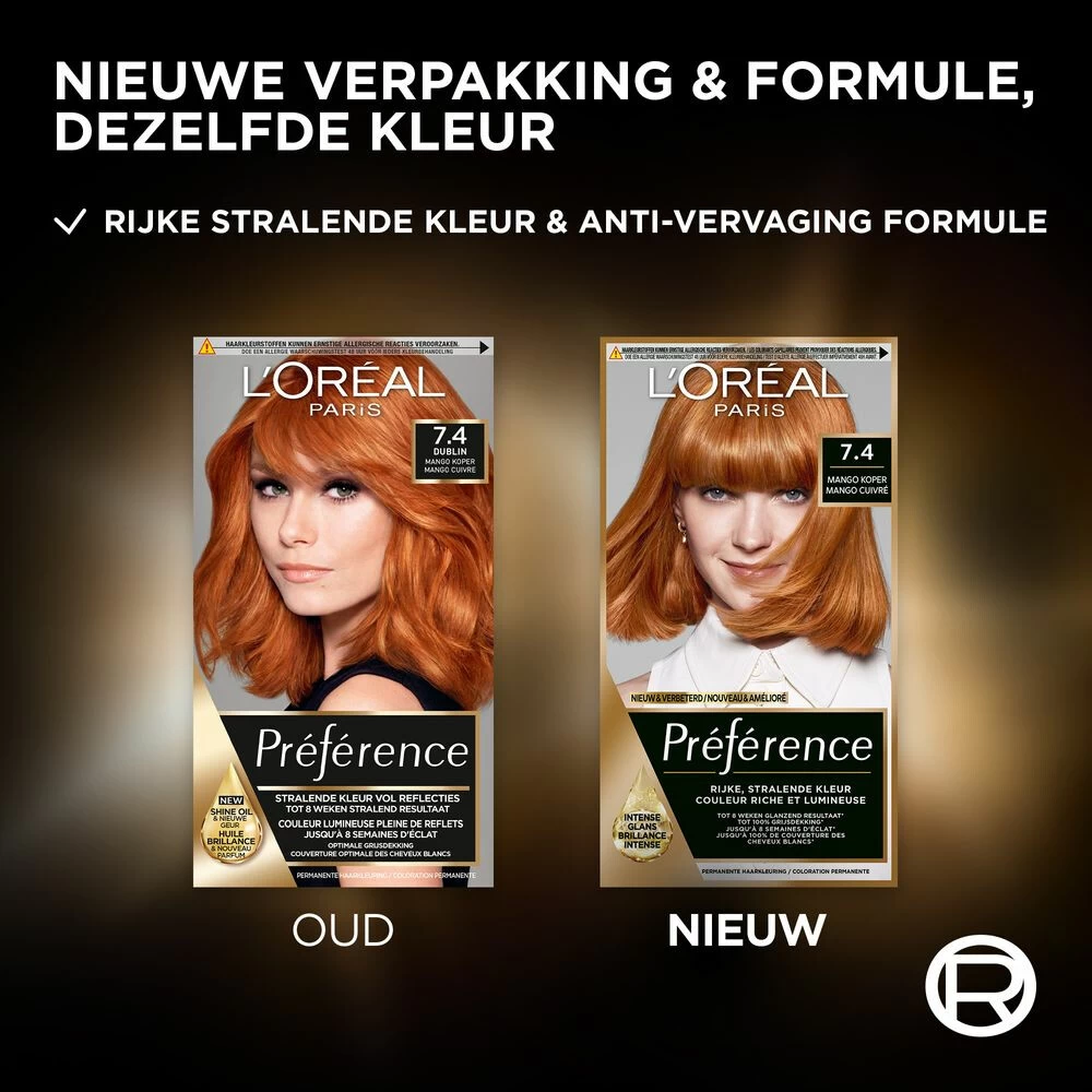 L'Oreal Lu0027Oréal Preference Haarkleuring 7.4 Intens Koperrood 4 L'Oreal Lu0027Oréal Preference Haarkleuring 7.4 Intens Koperrood - Afbeelding 2