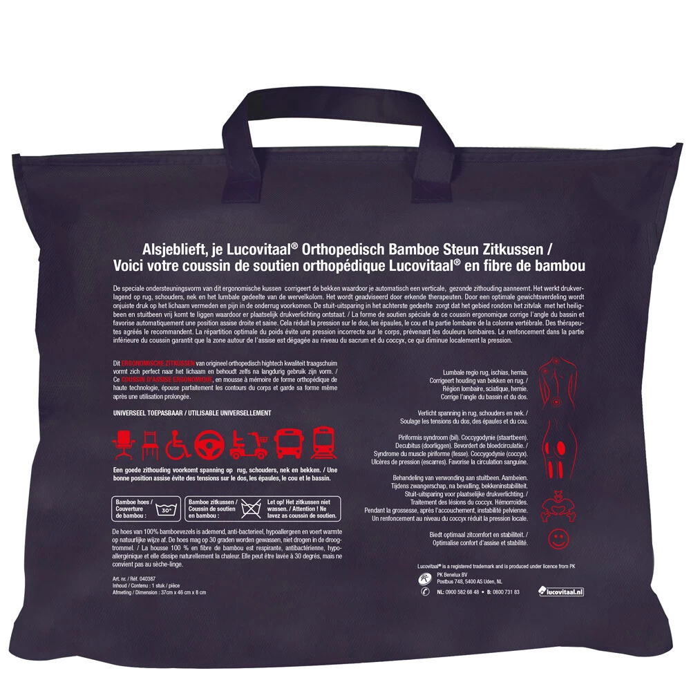 Lucovitaal Steun Zitkussen Bamboe 4 Lucovitaal Steun Zitkussen Bamboe - Afbeelding 2