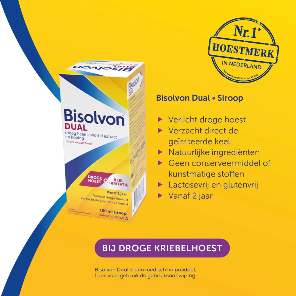 Bisolvon Dual Droge Hoest Keelirritatie Siroop 4 Bisolvon Dual Droge Hoest Keelirritatie Siroop - Afbeelding 2